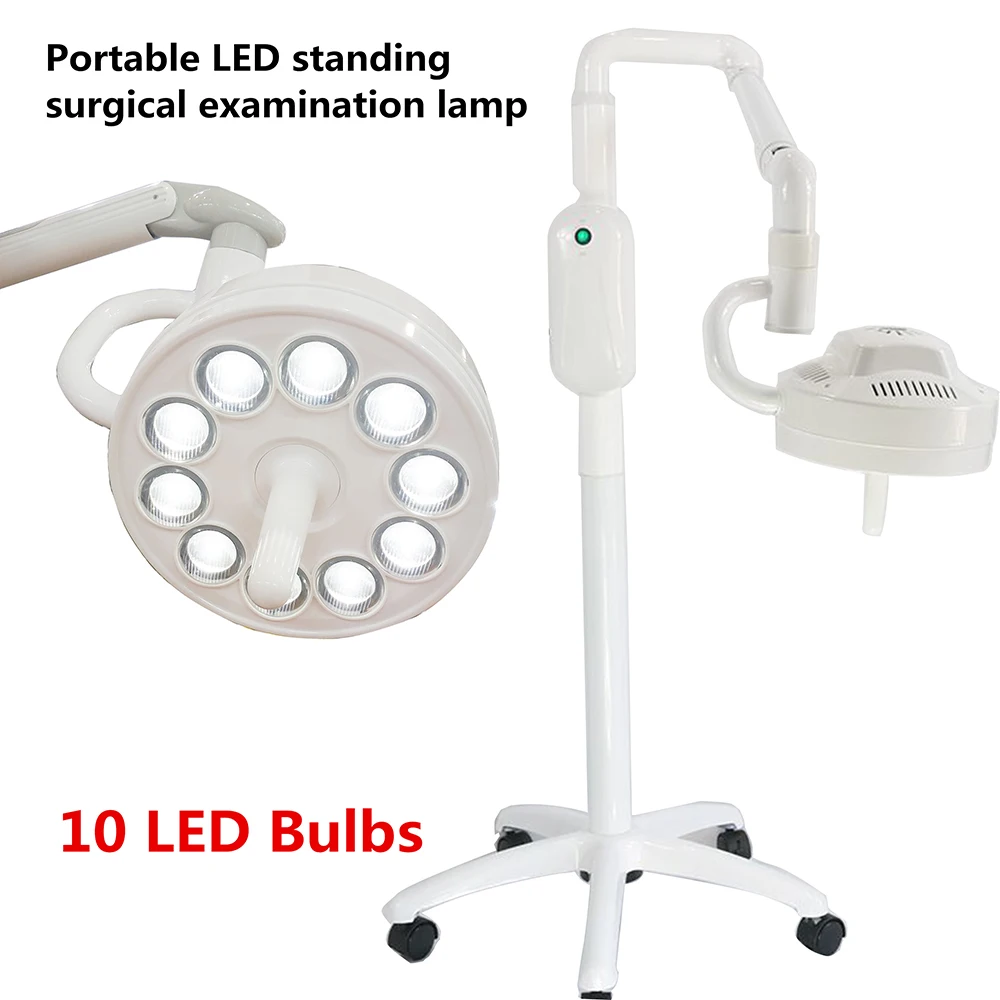 Wysokiej jakości stomatologiczna stojąca ruchoma lampa kontrolna lampy chirurgiczne 10 LED medyczne zimne światło lampy