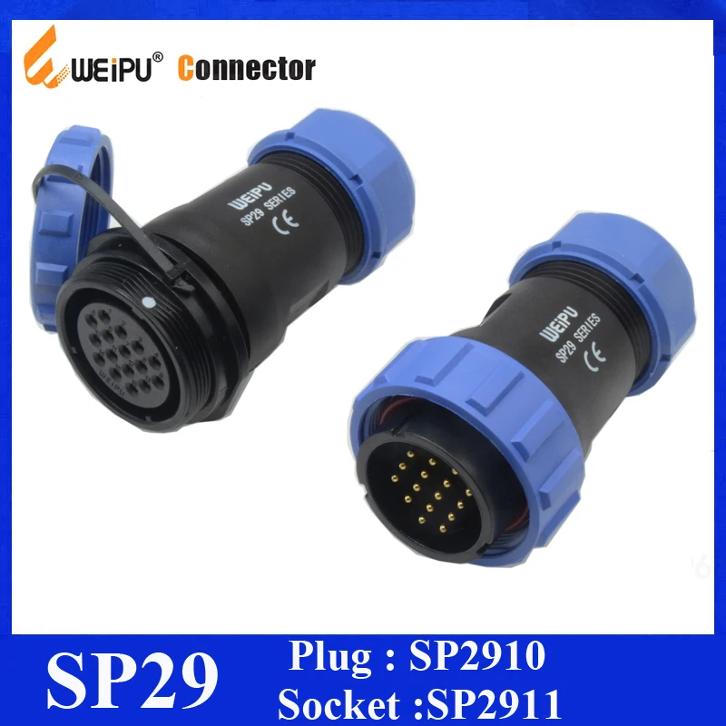 Оригинальные Weipu коннектор SP29 2 3 4 7 8 9 10 12 16 17 20 24 26 Pin IP68 Встроенный кабель штекер