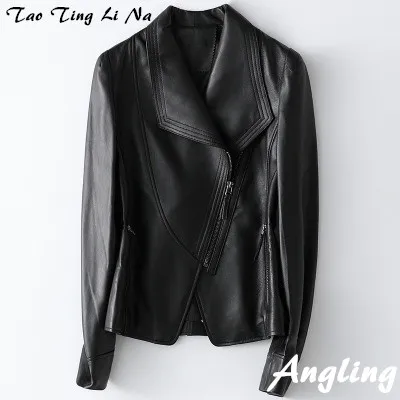 

2020 Women Spring Genuine Real Sheep Leather Jacket H61