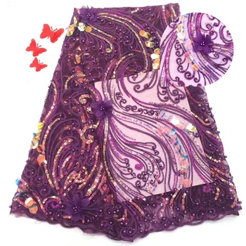 

Nigerian Sequins Laces Fabrics 2019 High Quality Tulle African Laces Fabric Wedding African French Net Lace For Dress