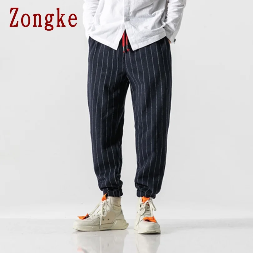Zongke/Полосатые мужские брюки в тяжелом весе, брюки для бега, мужские брюки, уличная одежда, спортивные штаны, шаровары, мужские брюки, 5XL,, осень