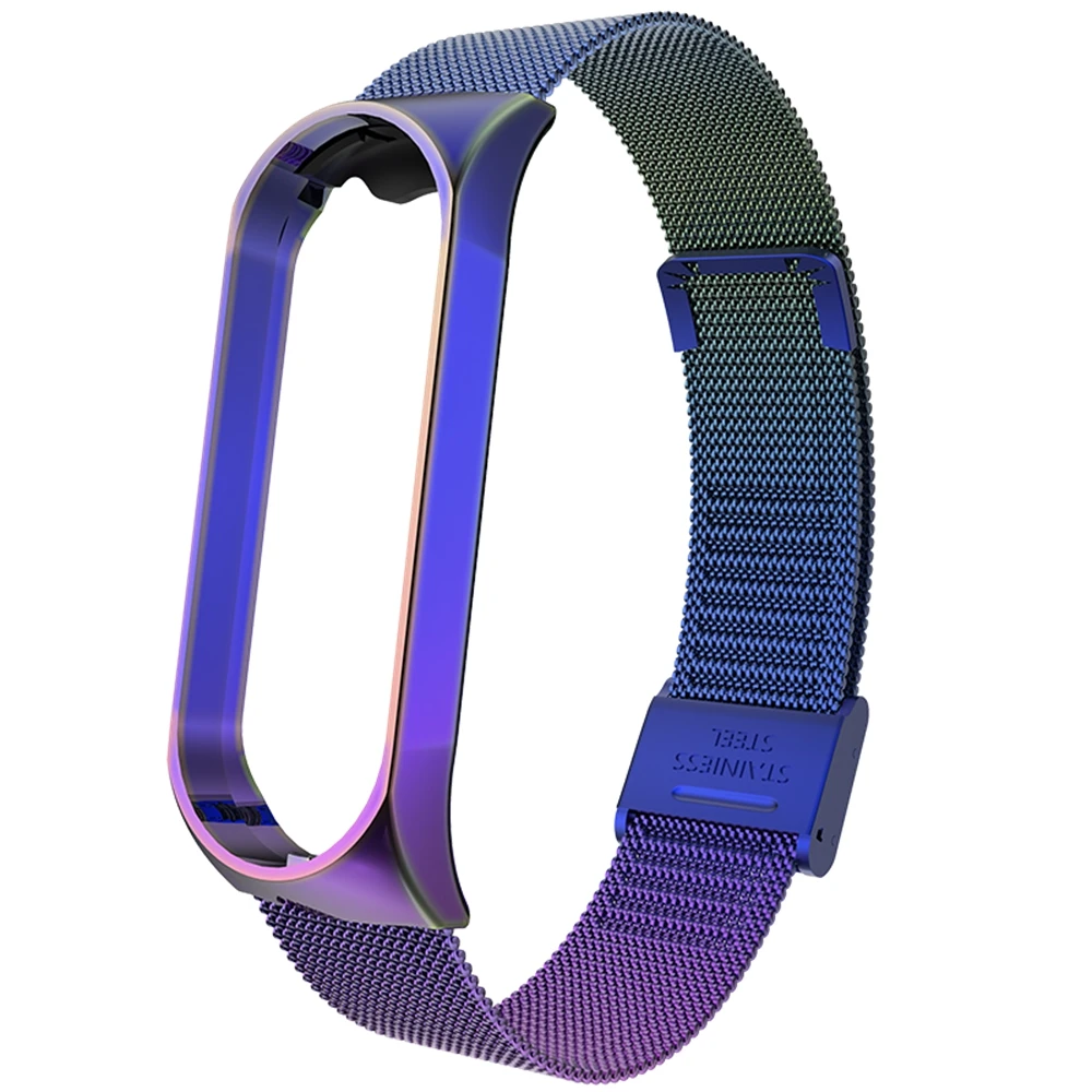 Buckle Color Hangrui, умный браслет на запястье, ремешок для Xiaomi mi, 4/3, металлический браслет на запястье, Безвинтовой ремешок из нержавеющей стали, mi Band 4 3 - Цвет: Buckle Color