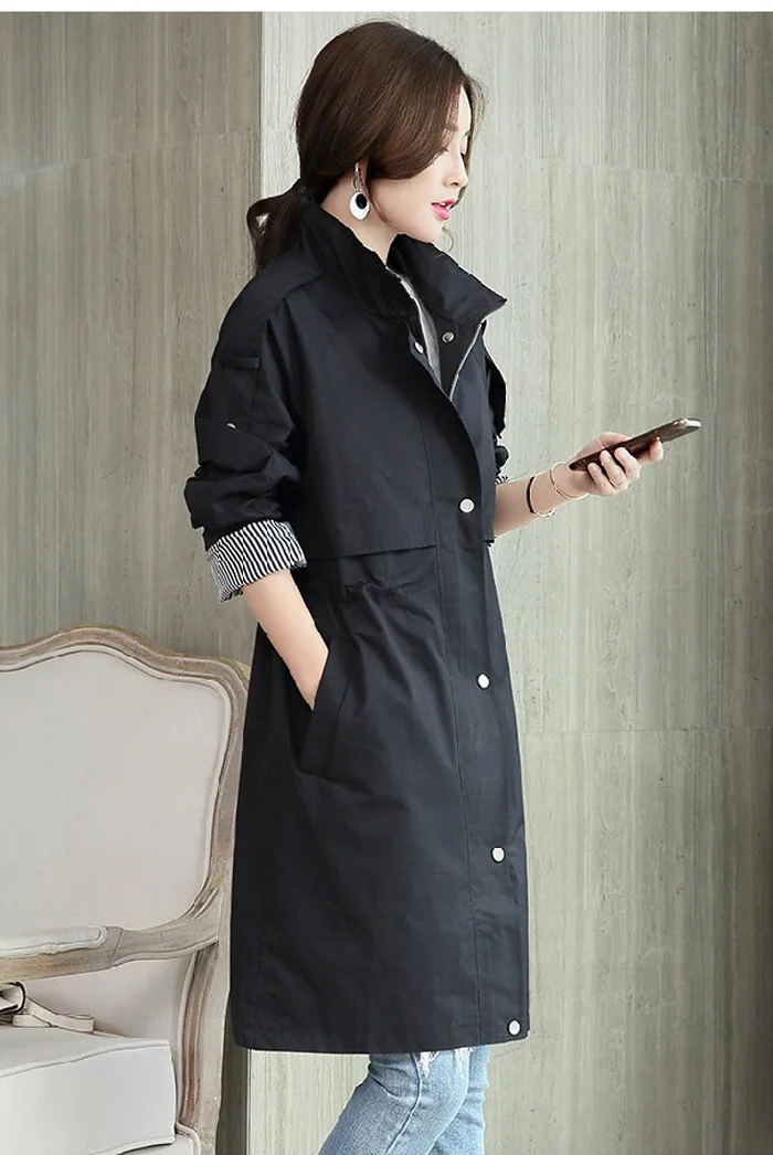 Женский Тренч, длинное осеннее пальто, женская мода, верхняя одежда, Свободное пальто для женщин, тонкое повседневное пальто