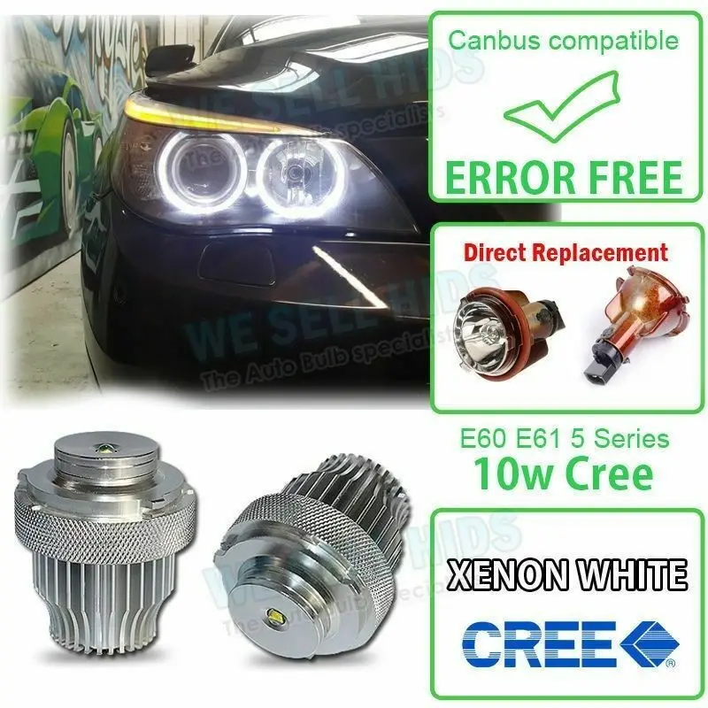 A14 10W Per Bmw Angel Eye E60 Smc Face Lift Lampadine A Led Aggiornamento Cree 2007-2010 Alogeno A26