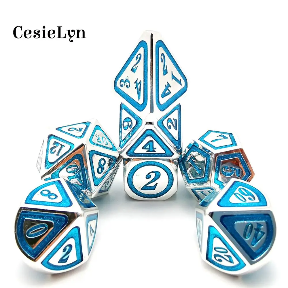 Металлические игральные кости DND комплект многогранные Dados Dobbelstenen D10 D6 D20 для