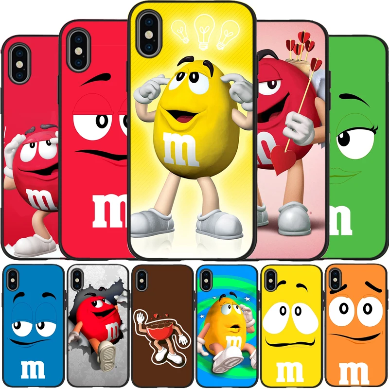 Милый M& M'S шоколадный конфетный чехол мягкий силиконовый черный чехол для телефона X XR XS Max для iPhone 6 6plus 7 8 plus 5 5S SE