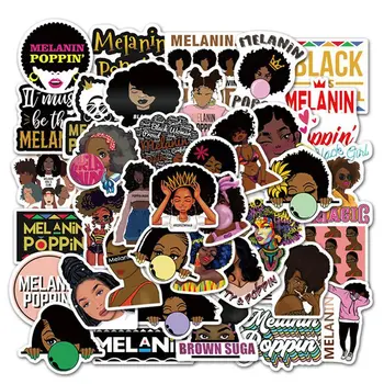 

50Pcs Fashion Inspirational Melanin Girl Sticker For DIY Luggage Laptop Skateboard Motorcycle Decal Stickers