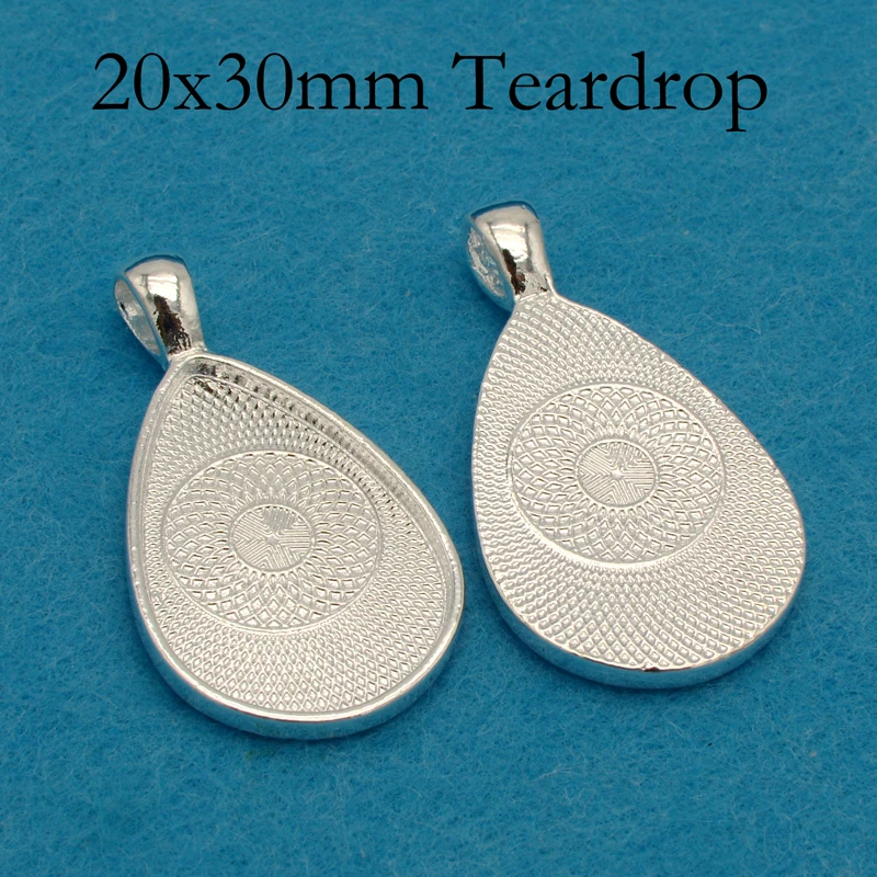 

20x30mm Antique Silver Teardrop Pendant Setting, Teardrop Pendant Tray, Glass Cabochon Bezels
