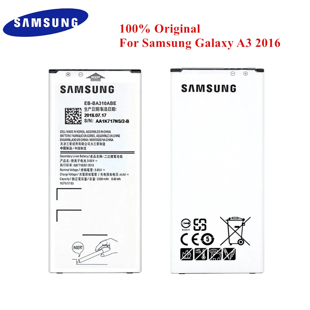 Батарея EB-BA310ABE для Samsung Galaxy A3 A310 SM-A310F A310M A310Y A310F/DS Duos с двумя sim-картами 2300 запасная батарея AKKU для телефона, мАч