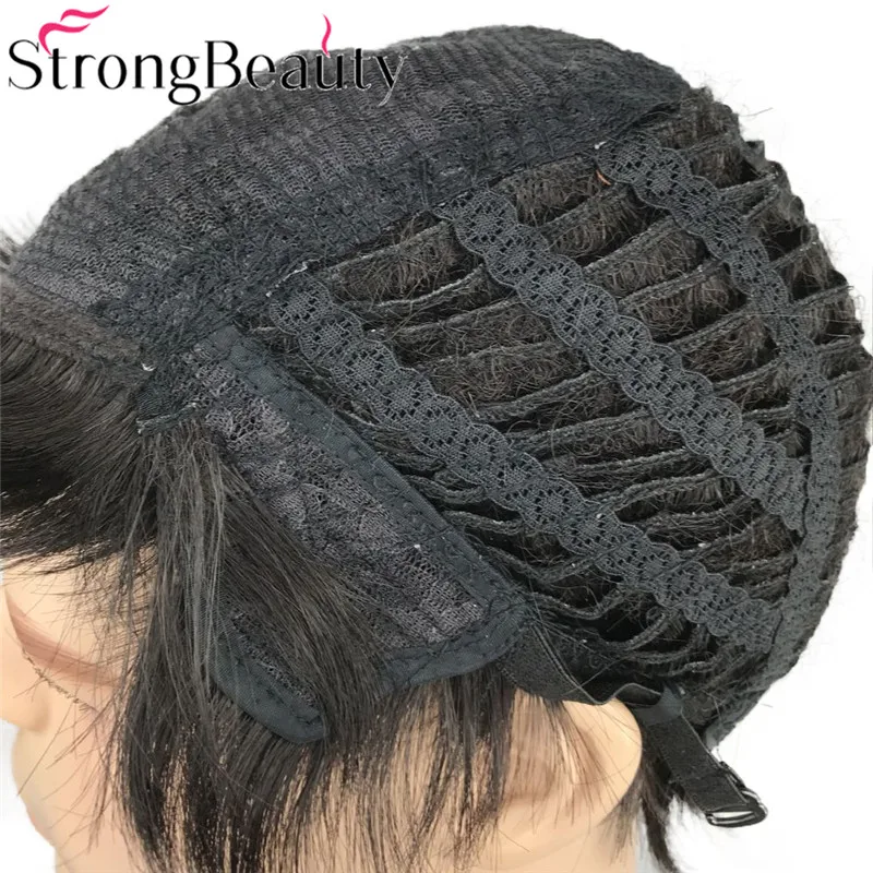 StrongBeauty короткие мужские парики прямые волосы черный мужской парик Синтетический термостойкий монолитный парик
