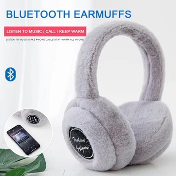 

New Keep Warm Wireless Bluetooth Headphones With Microphone Music Stereo Earphone Winter Earmuffs Headset For Women Kids Gift