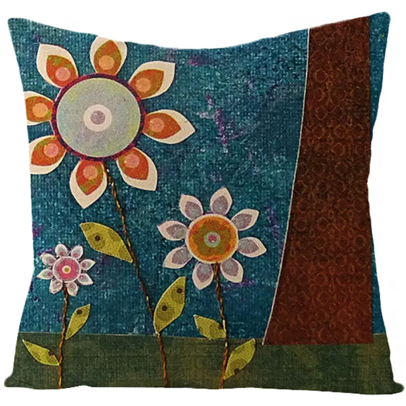 Fuwatacchi льняная наволочка для подушки с изображением милых деревень, наволочка для подушки с цветным цветком, наволочки с розовыми подсолнухами - Цвет: PC09200