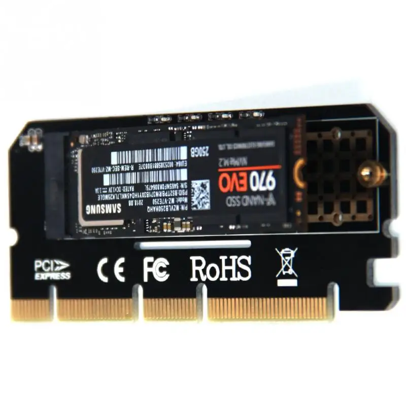 New Led Expansion Card Aluminium Alloy shell Computer Adapter Interface M.2 NVMe SSD NGFF To PCIE 3.0 X16