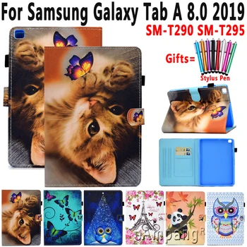 

Cartoon Cat Case for Samsung Galaxy Tab A 8.0 2019 SM-T290 SM-T295 Cover Soft Shockproof Animal Flip Anti Slip Tablet Shell
