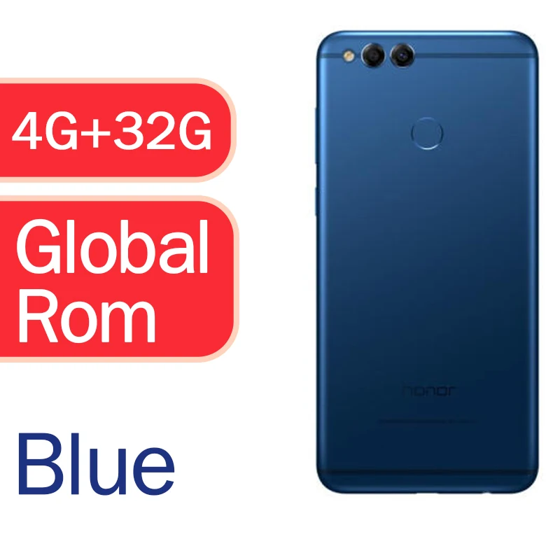 Honor 7X Восьмиядерный двойной тыловой камеры 3340mAh 5.93in 2160*1080 P отпечаток пальца - Цвет: 4g32 blue
