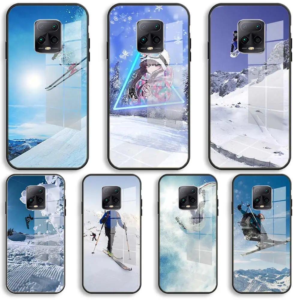 

Skiing Snowboard Soft Glass Phone Case For Xiaomi Redmi 9A 8A 7A Note 9 8 7 Pro Y3 9S 8T Balck Cover
