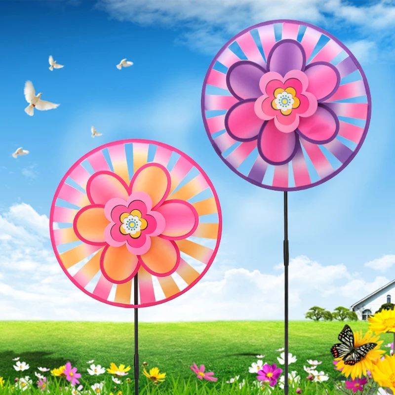 Colorful Sunflower Windmill Wind Spinner Home Garden Kids Toys Yard Decoration