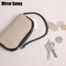 Кошелек из натуральной кожи, Женский кошелек на молнии, мини кошелек для монет, простой маленький клатч, кошелек, верхний слой, Воловья кожа, кошелек для ключей, милый Carteira