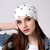 Geebro Women Fashion Cotton Skullies Beanies Girls With Rhinestones Accessories Hats Female Lady Knitted Solid Color Soft Caps 3