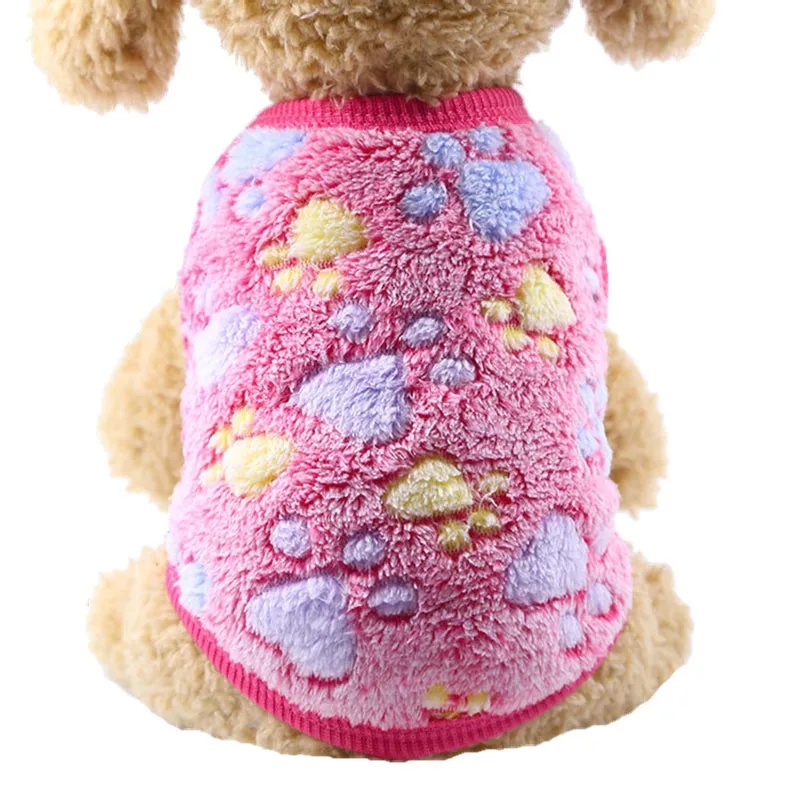 Fushia Paw Pawstrip маленькая собака одежда теплое зимнее пальто для собак из хлопкового флиса Одежда для щенков щенок жилет Костюмы французский для бульдога Чихуахуа XXS-XL - Цвет: Fushia Paw