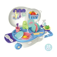 Игровой домик, коробка на колесиках, детский мультяшный медведь, инструменты для ремонта кухни, умывальник, посуда, игрушка, Интерактивная игрушка, обучающая игрушка