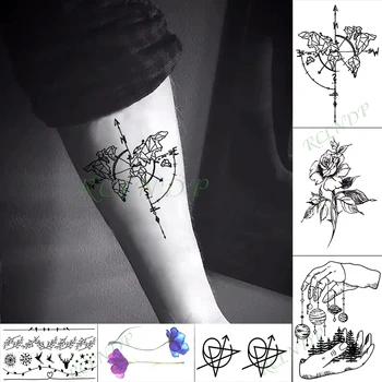 

Waterproof Temporary Tattoo Sticker Compass Map flower tree Fake Tatto Flash Tatoo Hand Arm Foot tattoos for Kid Girl Men Women