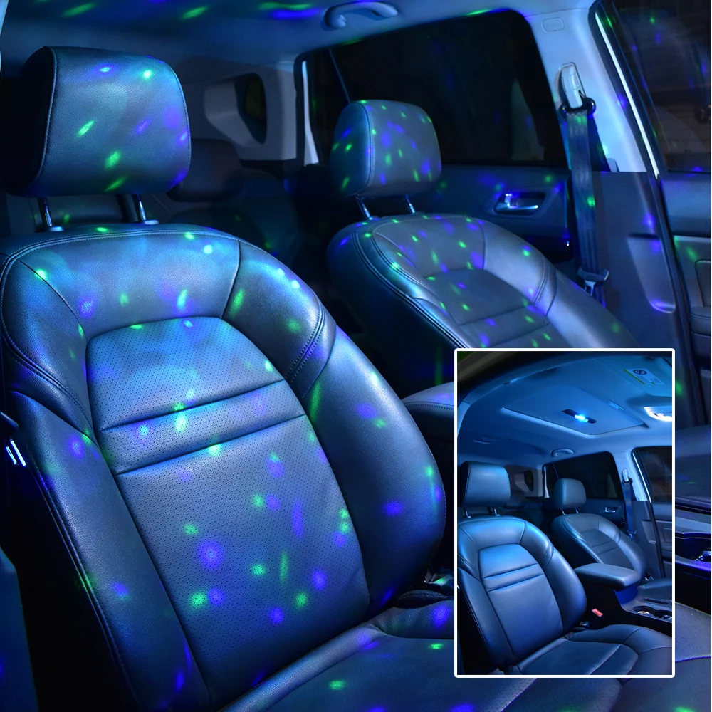 LED 자동차 분위기 램프 무선 음성 제어 RGB 지붕 스타 라이트, USB 충전 자동 인테리어 장식 주변 파티 조명
