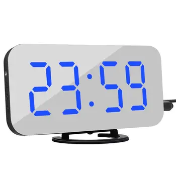 

Digital alarm clock led table clock digital clock bedside clock electronic desk clock snooze Auto Adjustable Light Mirror Clock