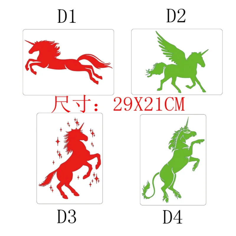 

2pc Stencils Bullet Journal Unicorn Painting Template DIY Scrapbooking Album Embossing Graffiti Drawing Template Reusable