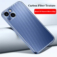Funda de teléfono con parachoques galvanizado de fibra de carbono para iPhone 13 12 11 Mini Pro Max XS X XR 8 7 6 Plus, funda protectora de cámara completa