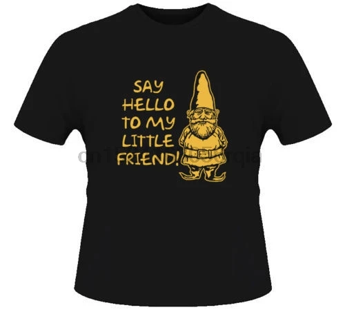 Забавная черная футболка с надписью Hello To My Little Friend Гном |