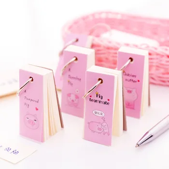 

Cute Notepad Pink Piggy English Words Hoop Book Student Portable Blank Memory Book Loose-leaf Memo Pad 95 Pages/Book