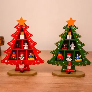 

Xmas Decorations Wooden Christmas Tree Innovation Scene Layout t Decoration Three-dimensional Red Xmas Table Desktop Decoration