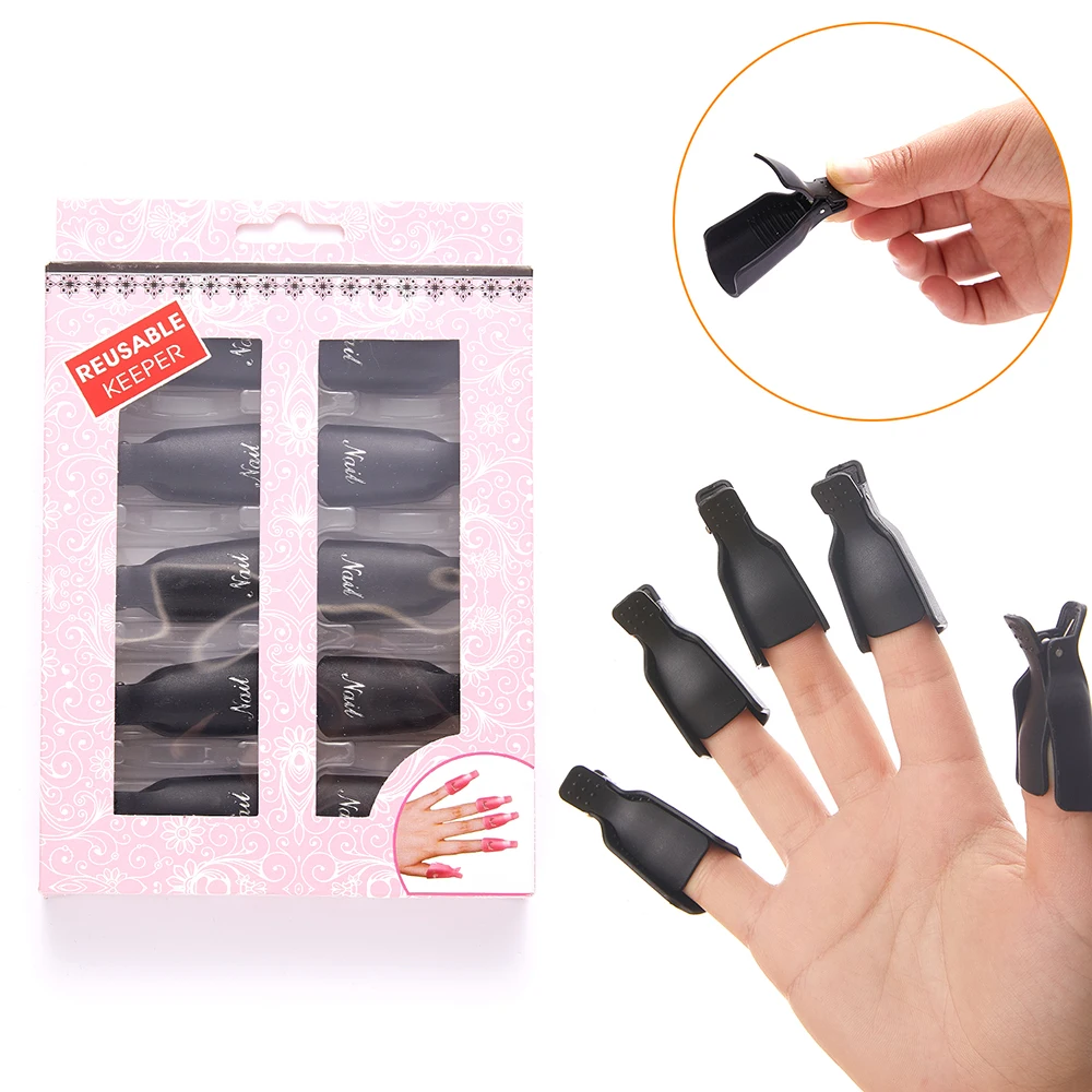 Fingerqueen10 шт средство для снятия лака для ногтей Прочный пластик дизайн ногтей Замачивание колпачок зажим средство для снятия УФ гель-лака обертывание инструмент для дизайна ногтей советы