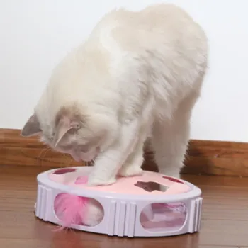 

Funny Interactive Cat Toy Automatic Round Turntable Pet Cat Play Toys Training Cat Toy Electric Tease Cats Toys