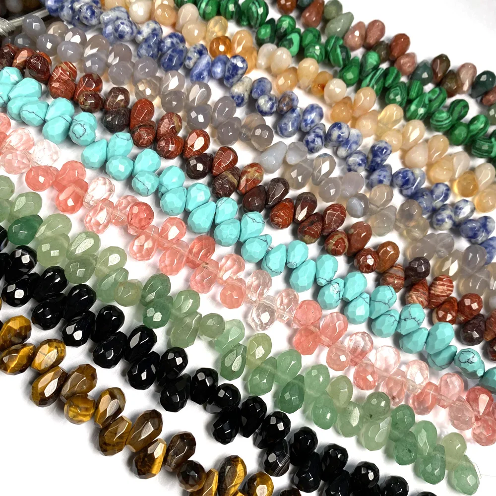 Natural Stone Water drop shape Faceted crystal Semifinished Loose beads