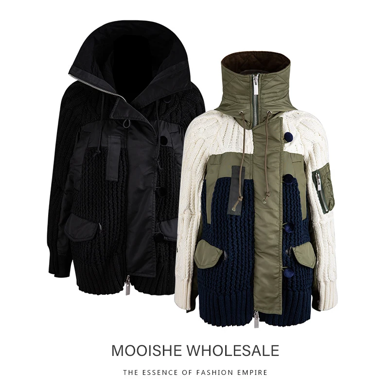 

2019 New Winter Hooded Zipper Sweater Knit Cardigan Jacket Frock Coat Female