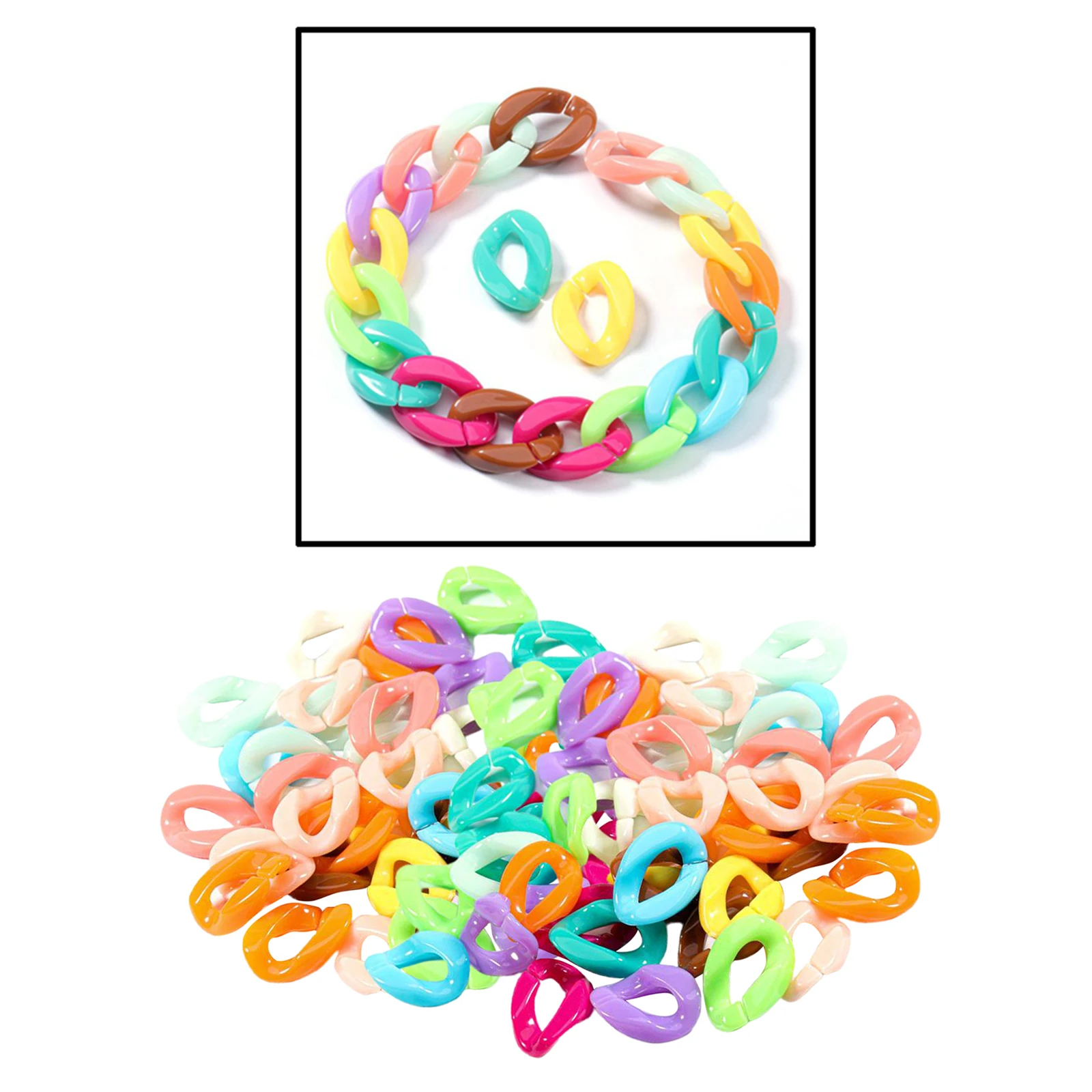 100pcs Plastic Durable Chain C Links Buckle DIY Jewelry Necklace Supplies