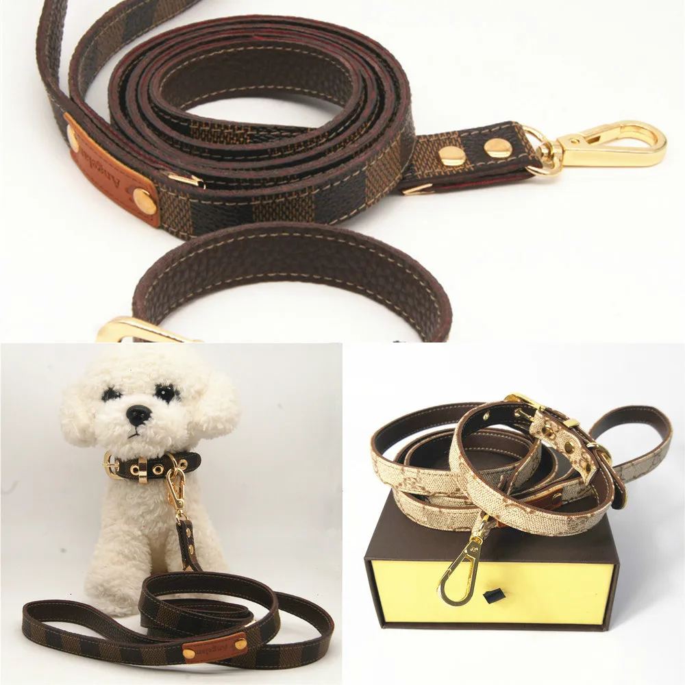 

Leather Classic Dog Leashes Set,Luxury Design Pet Collar With Leash For Chihuahua Teddy Pug Bulldog Puppy Accessories