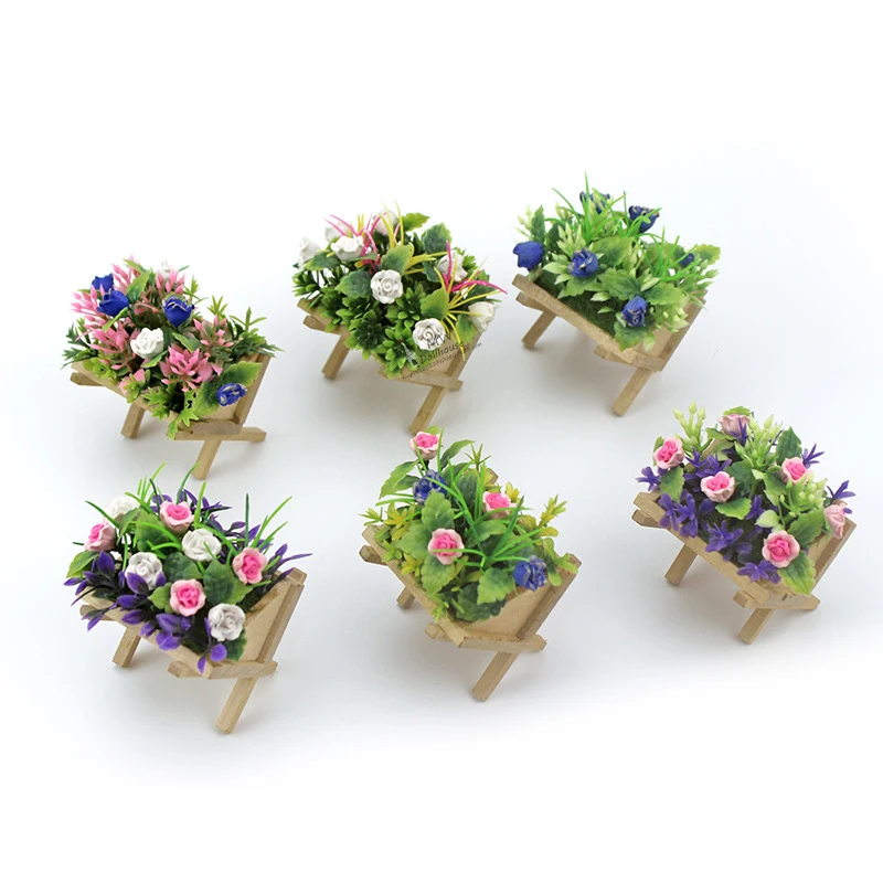 

1Pcs 1/12 Dollhouse Miniature Accessories Mini Flower Trough Simulation Potted Flower Model Toy Doll House Decor style random