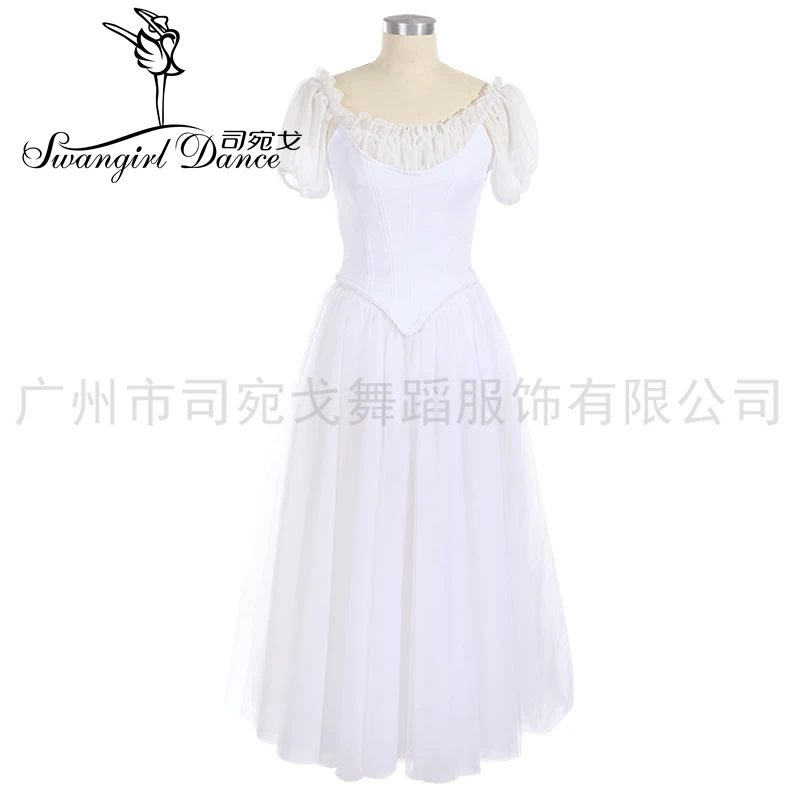 White Fairy romantic professional ballet stage costume long dress with wing adult classical ballet dress BT3026