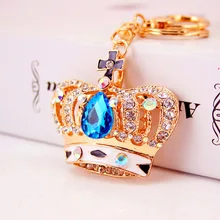 Корейский стиль Творческий алмаз набор драгоценных камней брелок в виде короны автомобиля металлический кулон Женская сумка Аксессуары цепочки для ключей маленькие украшения