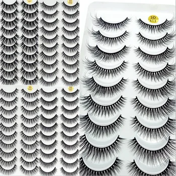 

New 5/10 Pairs Mink Eyelashes HandMade Makeup 3D Mink Lashes Natural False Eyelashes Long Eyelashes Extension Faux Fake Lashes