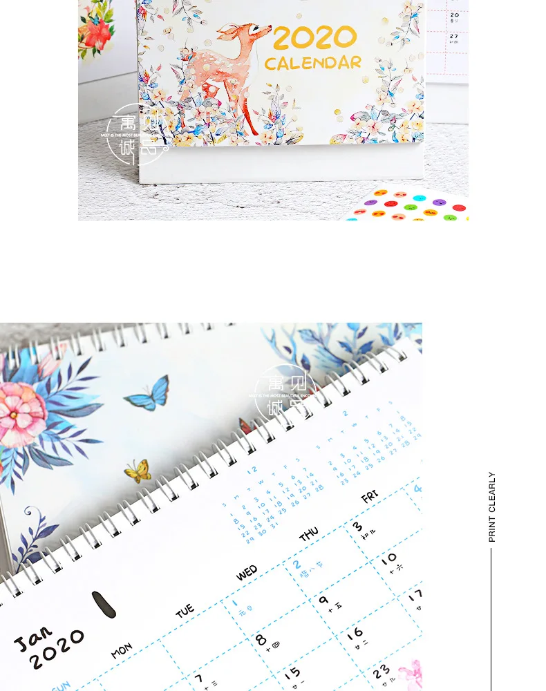 Kawaii Sika, календарь с оленем, средний размер, настольный календарь, памятка, Расписание, план, вертикальный блокнот, паста для заметок, канцелярские принадлежности