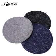 Повседневный берет, шапка для женщин, зима и осень, весна, стразы, Вязанная, Boina Feminina, берет, шапка, живописный стиль, однотонная шапочка