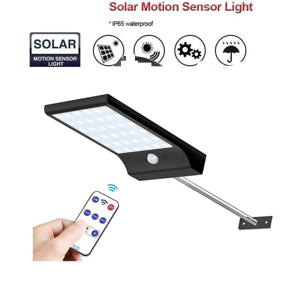 

Adjustable Solar Light 48 LED PIR Motion Sensor Solar Lamp Three Modes Remote Control Outdoor Garden Street Yard Wall Lig