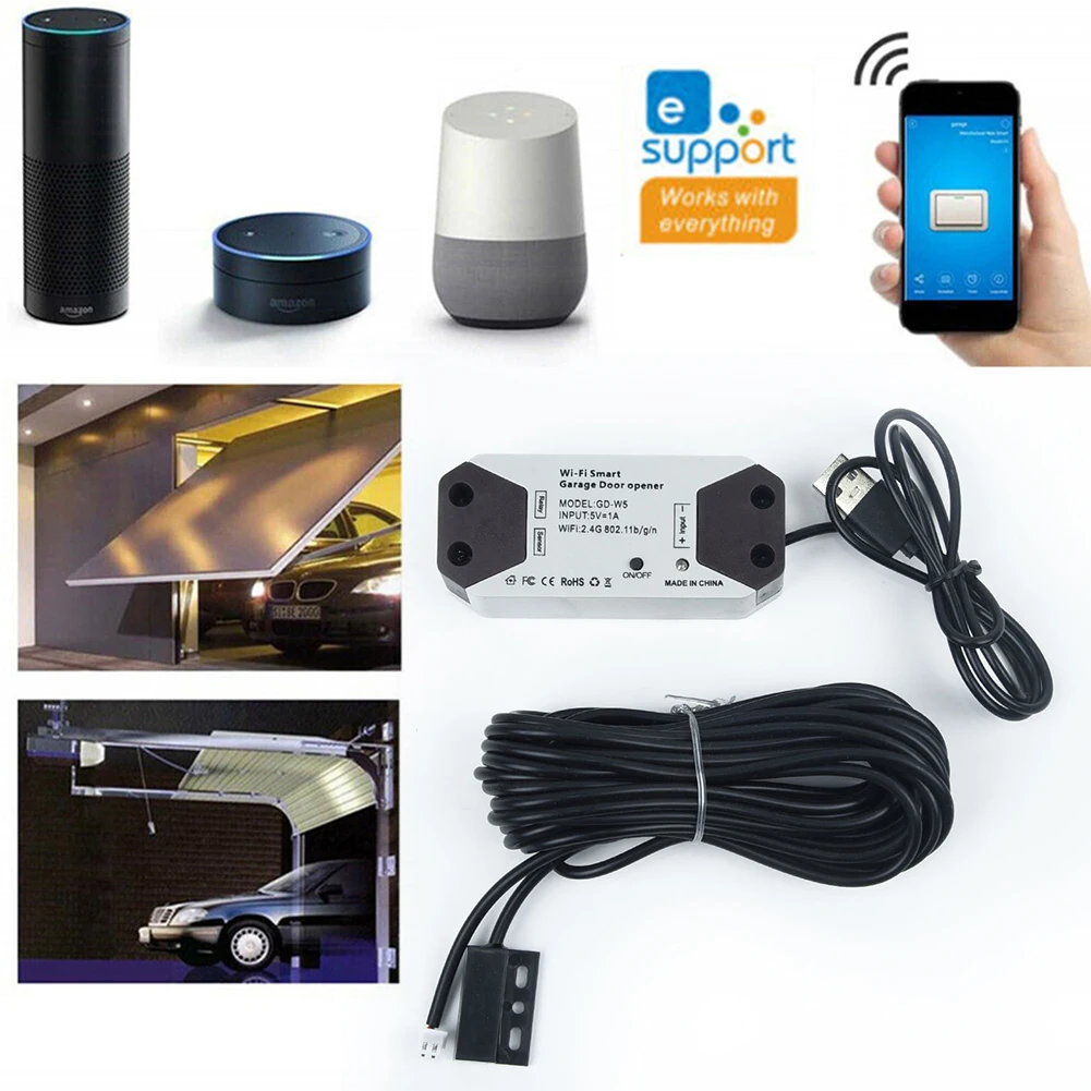 

Intelligent Smart Garage Door Controller APP Control 16A 100-240V Universal Smart Garage Controller Mounting Accessories