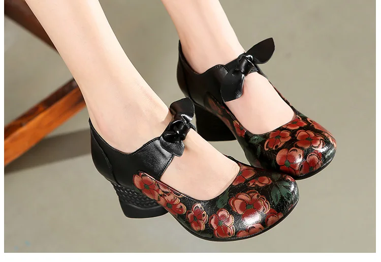 GKTINOO/Новые осенние туфли из натуральной кожи ручной работы с бантом в стиле ретро; женская модная обувь; женская обувь на высоком каблуке; нескользящие женские туфли-лодочки