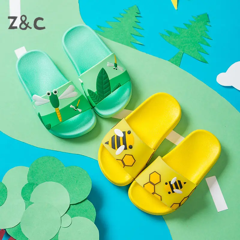 

Children's Summer slippers Boys and girls little bee cartoon home soft bottom antiskid baby home wear funny slippers kids shoes