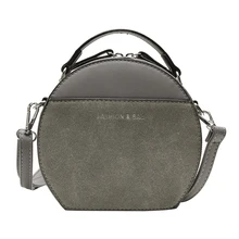 Винтажная кожаная сумка через плечо с круглым дизайном для женщин, искусственная кожа, сумки на плечо, дамские маленькие сумки, вместительная мини-сумка